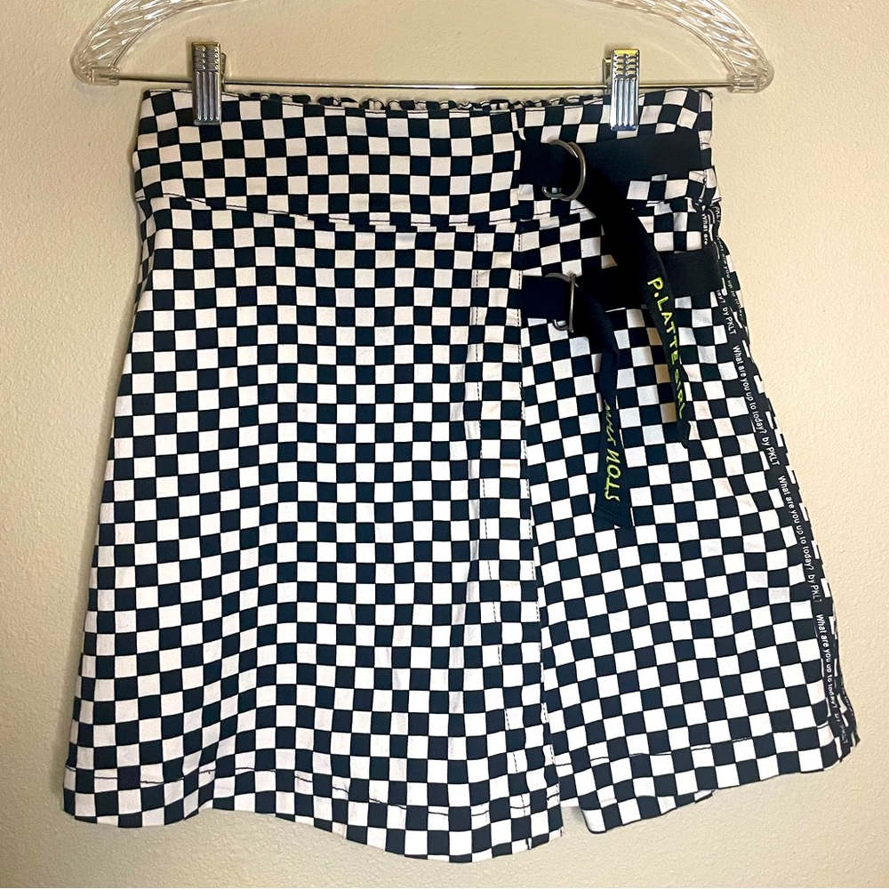 Checkerboard Skirt + Shorts (Skort), skater girl style, black and white, size m
